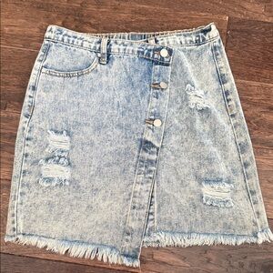 Hayden Girls Light Blue Distressed Denim Skirt
